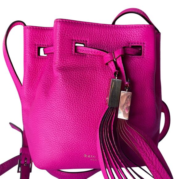 Kate Spade Pink Leather Small Drawstring Bucket Bag EUC - Picture 1 of 5